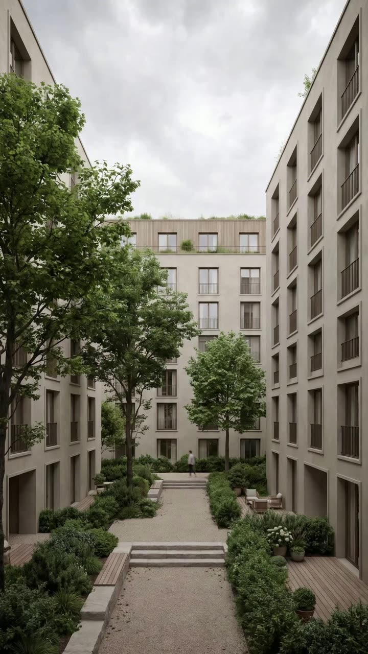 Courtyard rendering, still frame